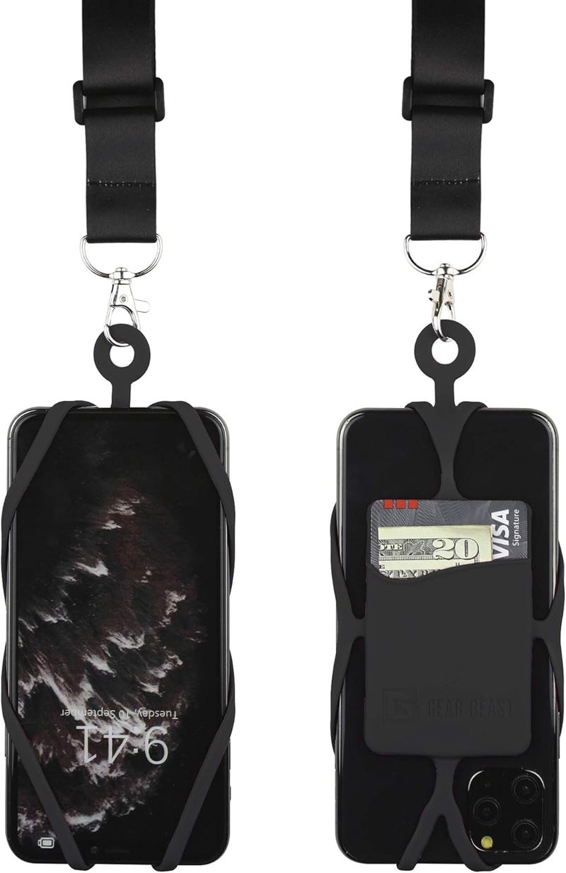 Gear Beast Cell Phone Lanyard - Universal Mobile Phone Lanyard with Case Holder, Card Pocket, Soft Neck Strap, and Adjustable Clip - Compatible with iPhone, Galaxy & Most Smartphones - I love Dogs - Image 1